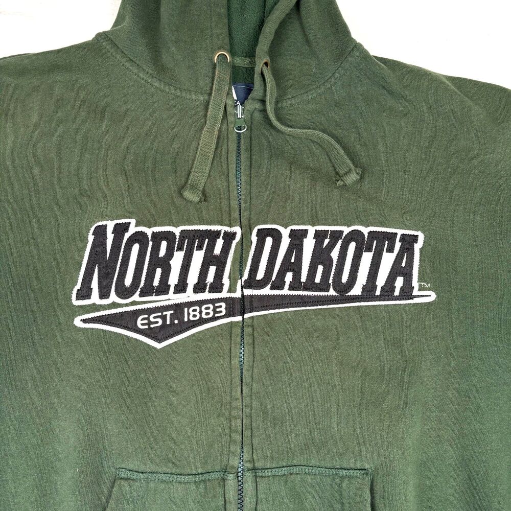 North Dakota J America Green Long Sleeve‎ Full Zip Sweatshirt Hoodie XL - Picture 3 of 6